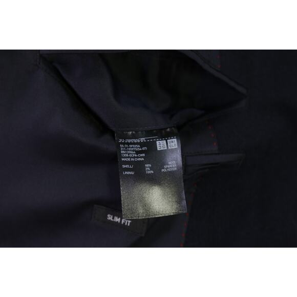 Uniqlo Men's Wool Fleece Slim Fit Navy Blue Blazer Gold Buttons Small 38S - Picture 8 of 8